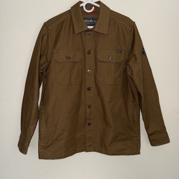 Eddie Bauer Canvas Shacket Men's Size M Tan Mountain Ops Shirt Jacket - Picture 2 of 8